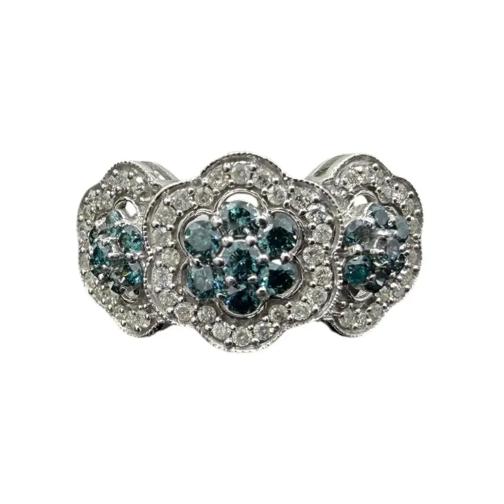 1/2ct Blue White Diamond Ring 925 Sterling Silver Size 7 .50ct Wedding Band